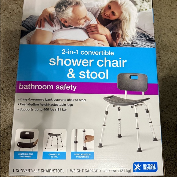 Adjustable Shower Chair & Stool - Black - Picture 1 of 1